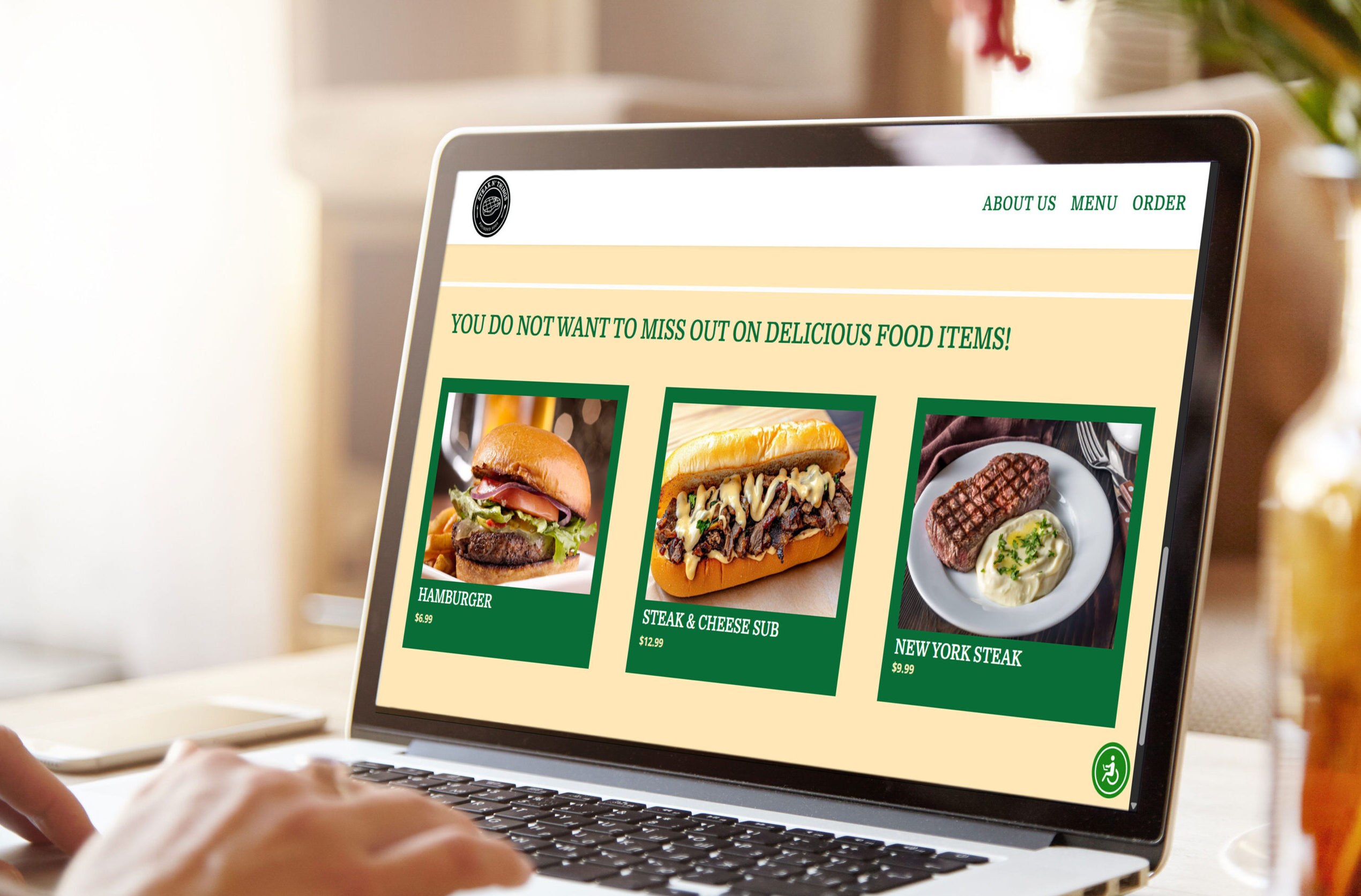 Mock-Up---3 Menu with burger, cheesesteak, and steak side by side.