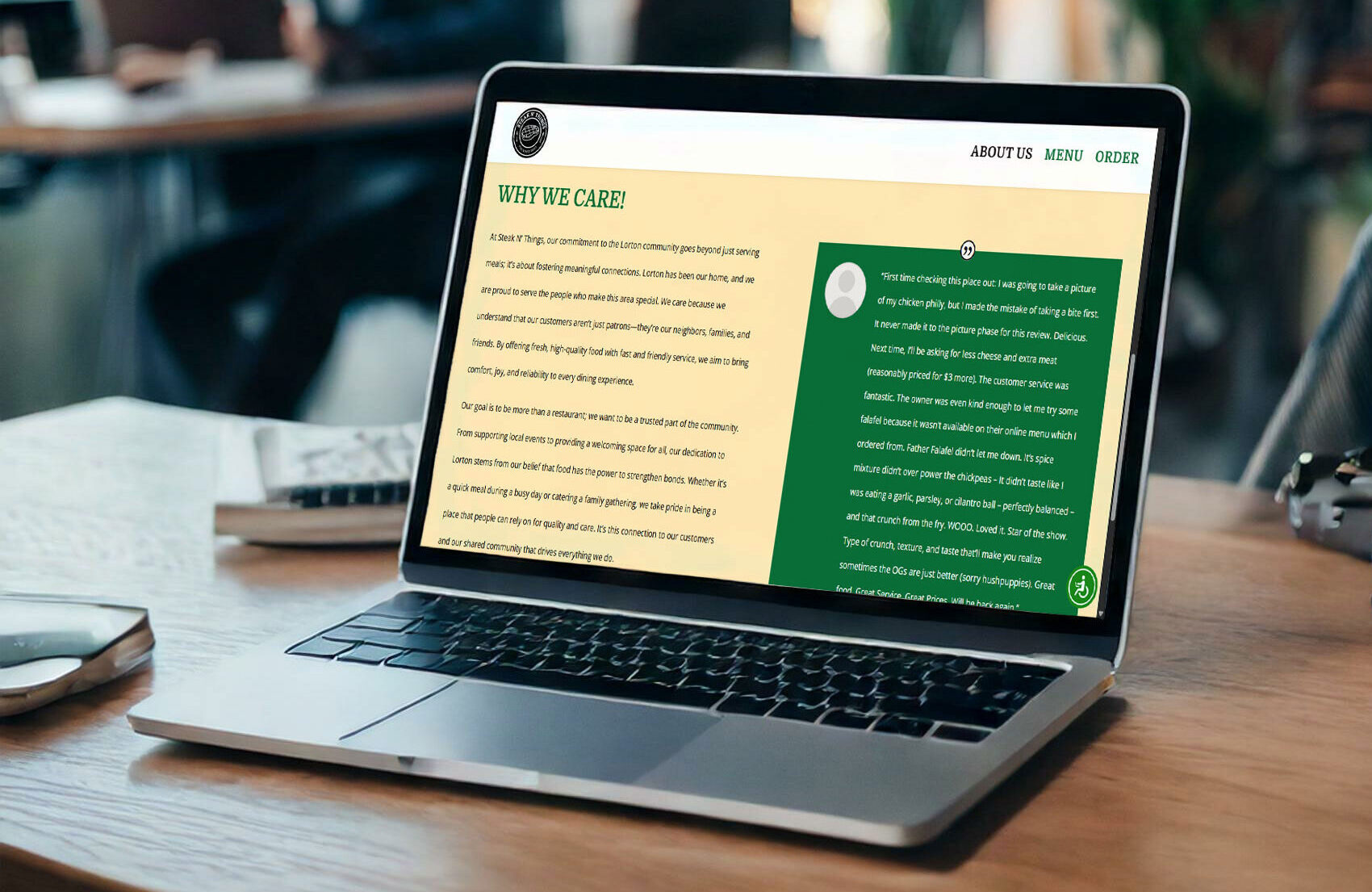 Mock-Up---4 Computer screen of restaurant customer review section.