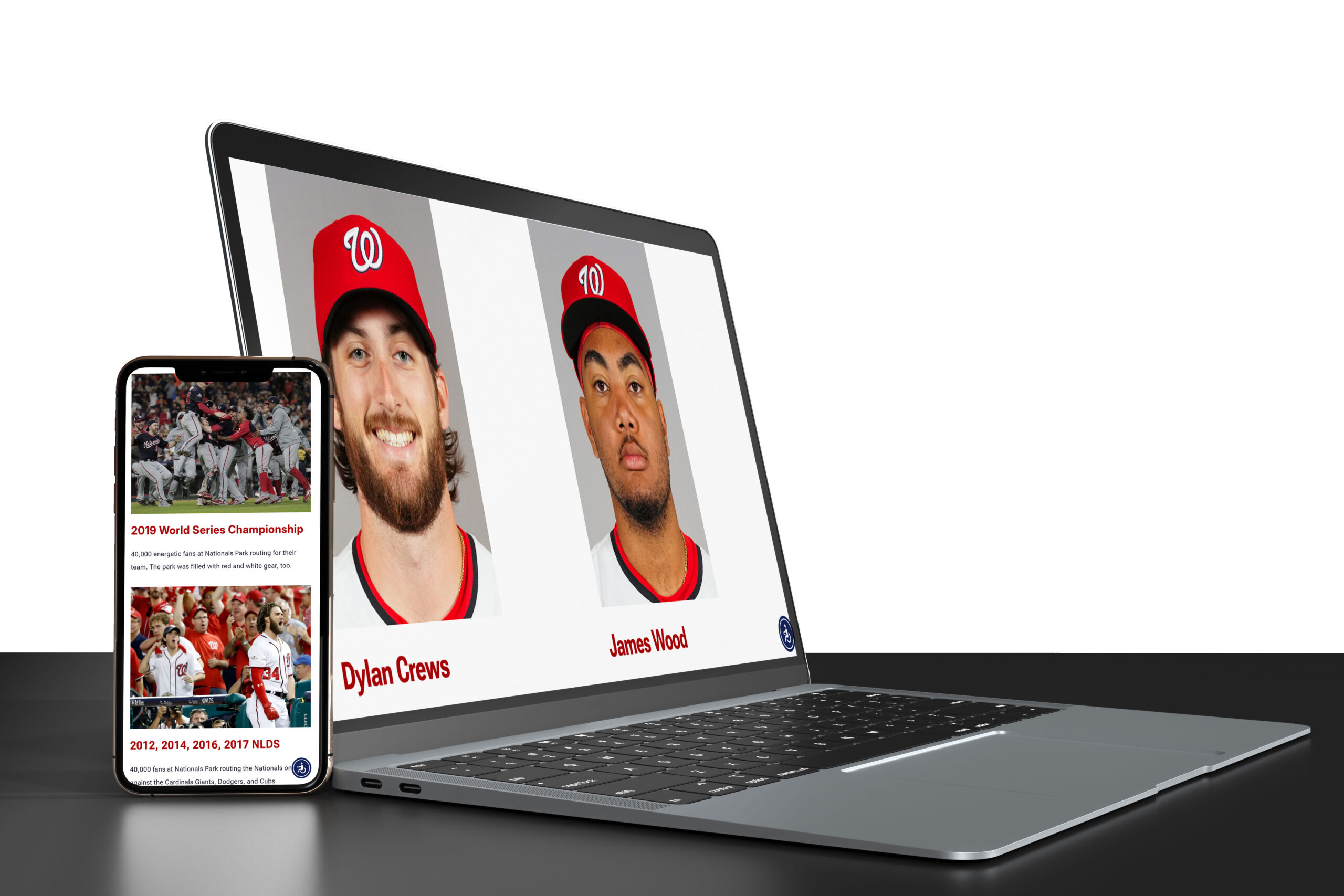 Mock-Up---8 James Wood and Dylan Crews on future players screen and memorable moments for Nationals fans.