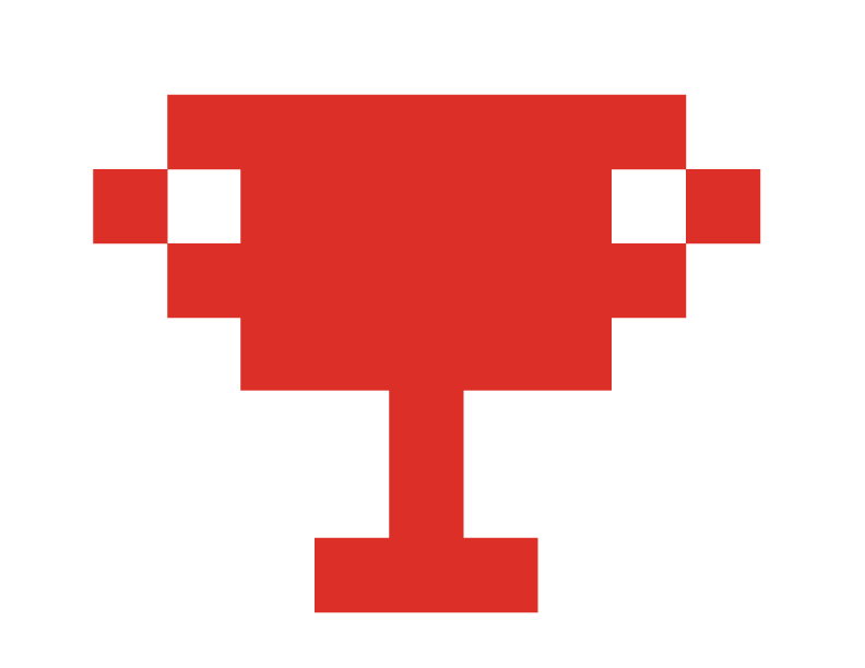 Trophy A pixelated trophy that is about to reveal my awards.